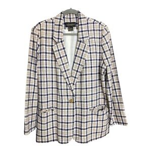 Requirements plaid linen blazer size 16